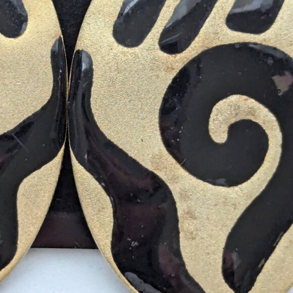 80s Modernist Style Stud Earrings 2" - Picture 3 of 4